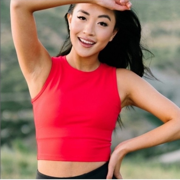 Zyia Active Red High Neck Stronger Cropped Tank Top - Picture 1 of 8